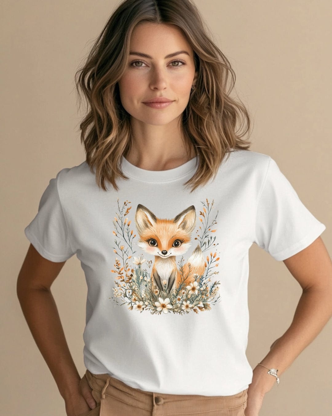 Whimsical Floral Fox T-Shirt