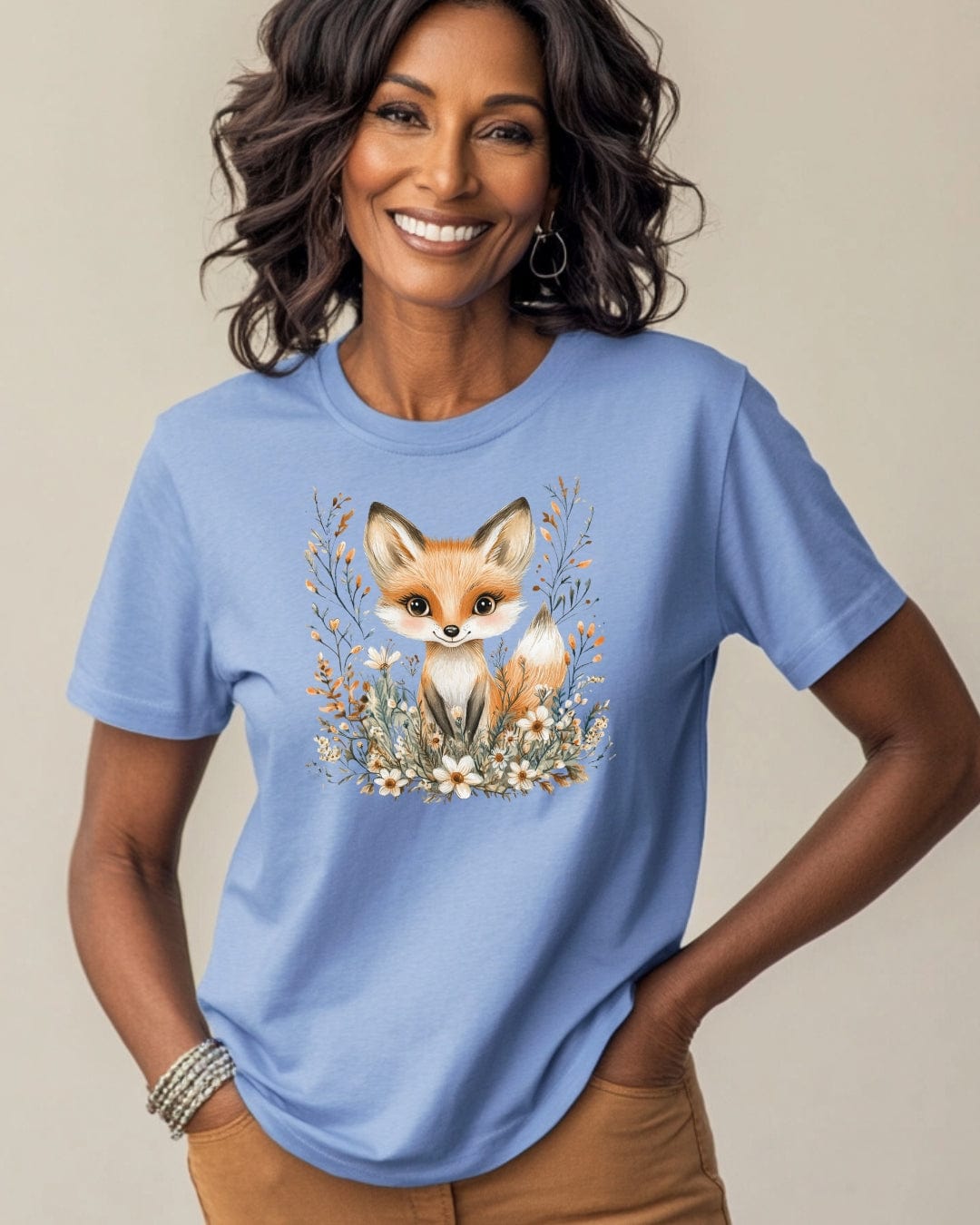 Whimsical Floral Fox T-Shirt