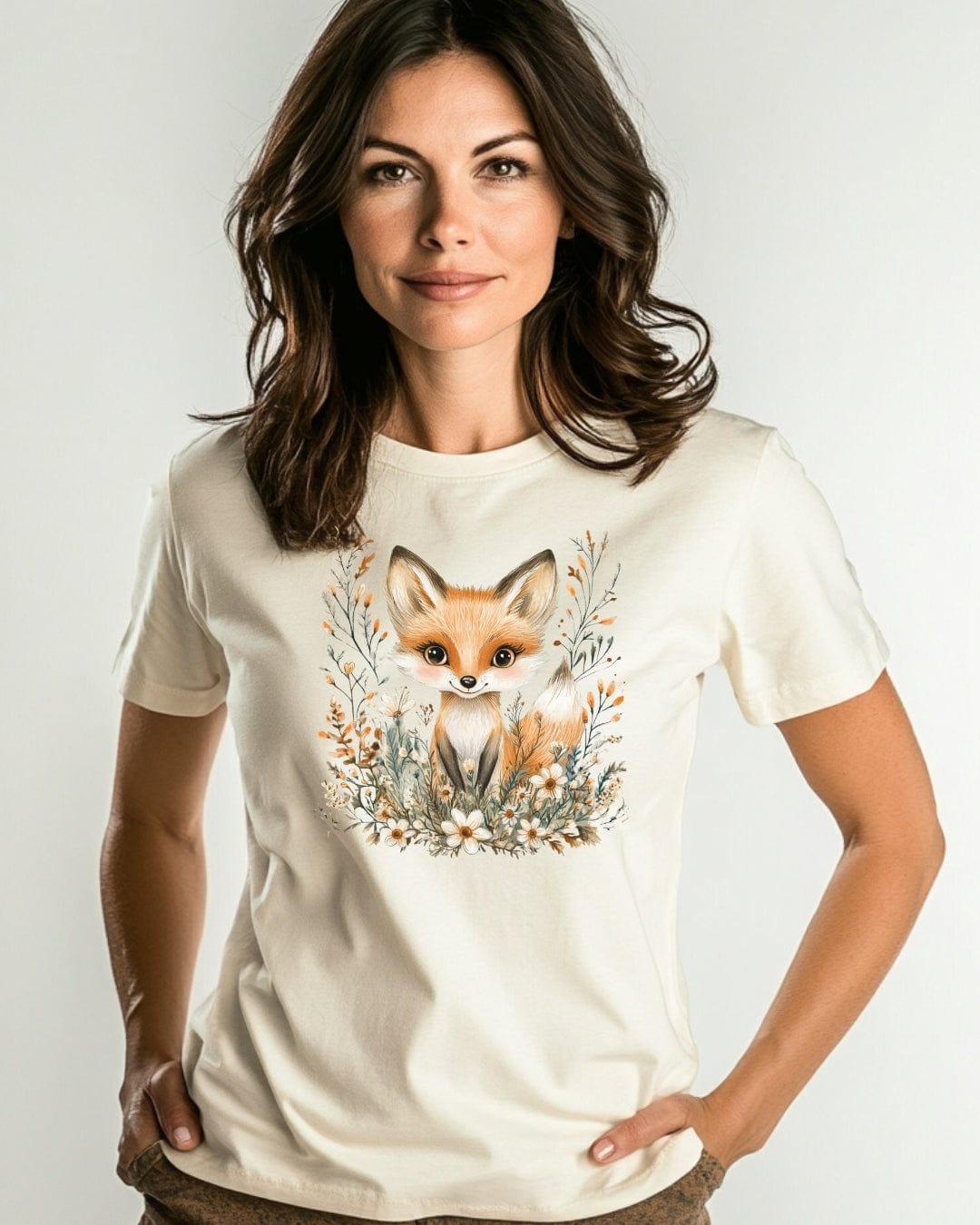 Whimsical Floral Fox T-Shirt