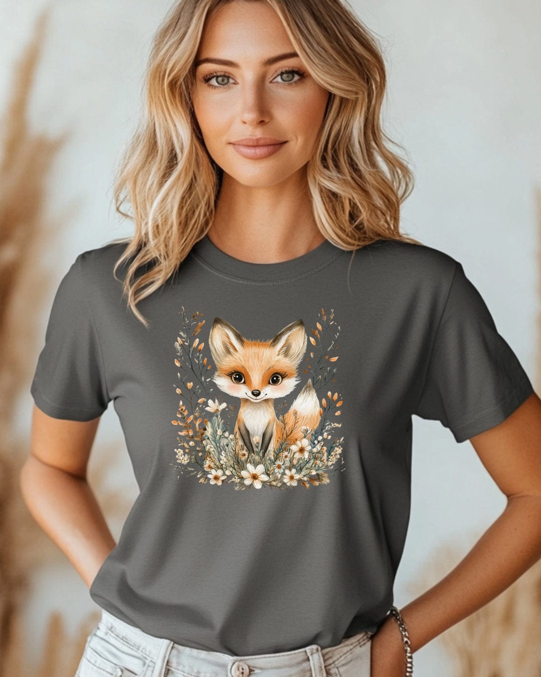 Whimsical Floral Fox T-Shirt