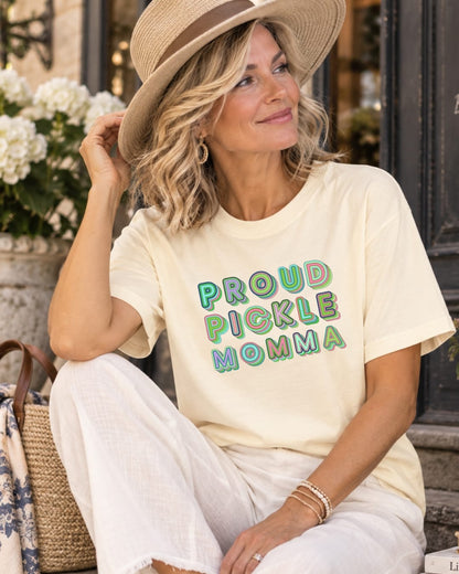 Proud Pickle Momma T-Shirt | Retro Pickle Lover Comfort Colors Tee